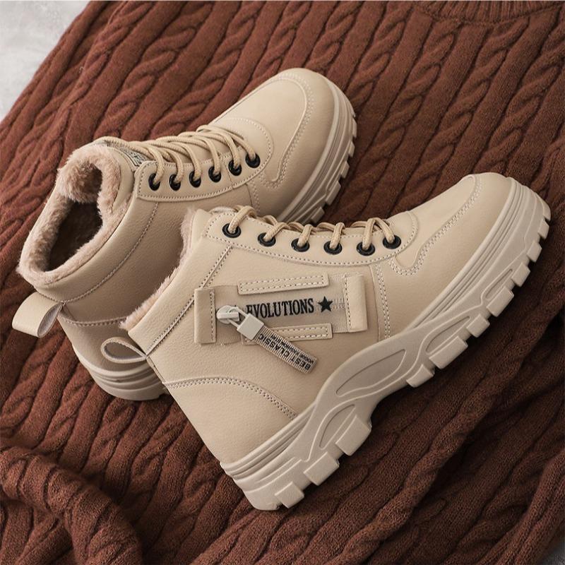 Women Fleece Lined Tall Snow Boots Warm Winter Cotton Shoes Plus Size Boots