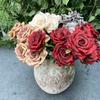 Roses 9 Head Bouquet For Wedding Decor Home Photography Styling Props Gifts