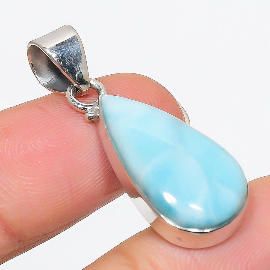 

Natural Republic Larimar Gemstone 925 Solid Sterling Silver Pendant 1.75 v9G83