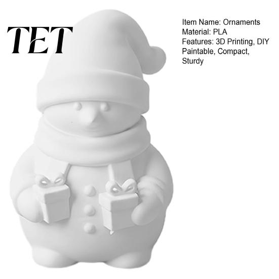 Desktop Christmas Figurines 3D Printed Snowman Figurine Holding Gift Boxes, DIY Paintable Miniature Decorative Ornament, Cute Winter Decor, Kids Arts