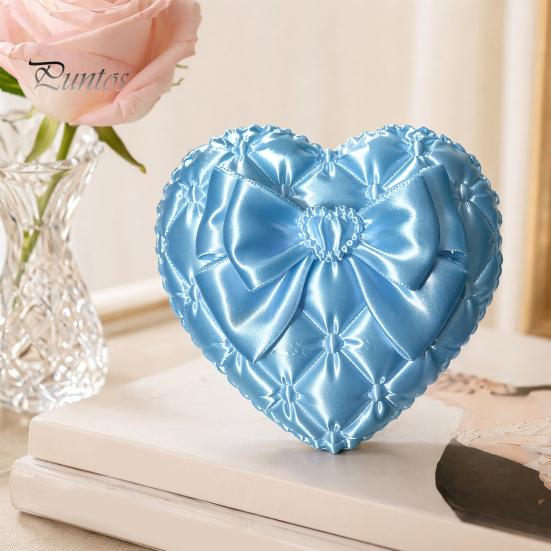 Desktop Jewelry Organizer 3D Print Heart Storage Box, with Satin Simulation Texture, Bow Anti-tangle Design Macaron Organizer, Portable for Necklaces