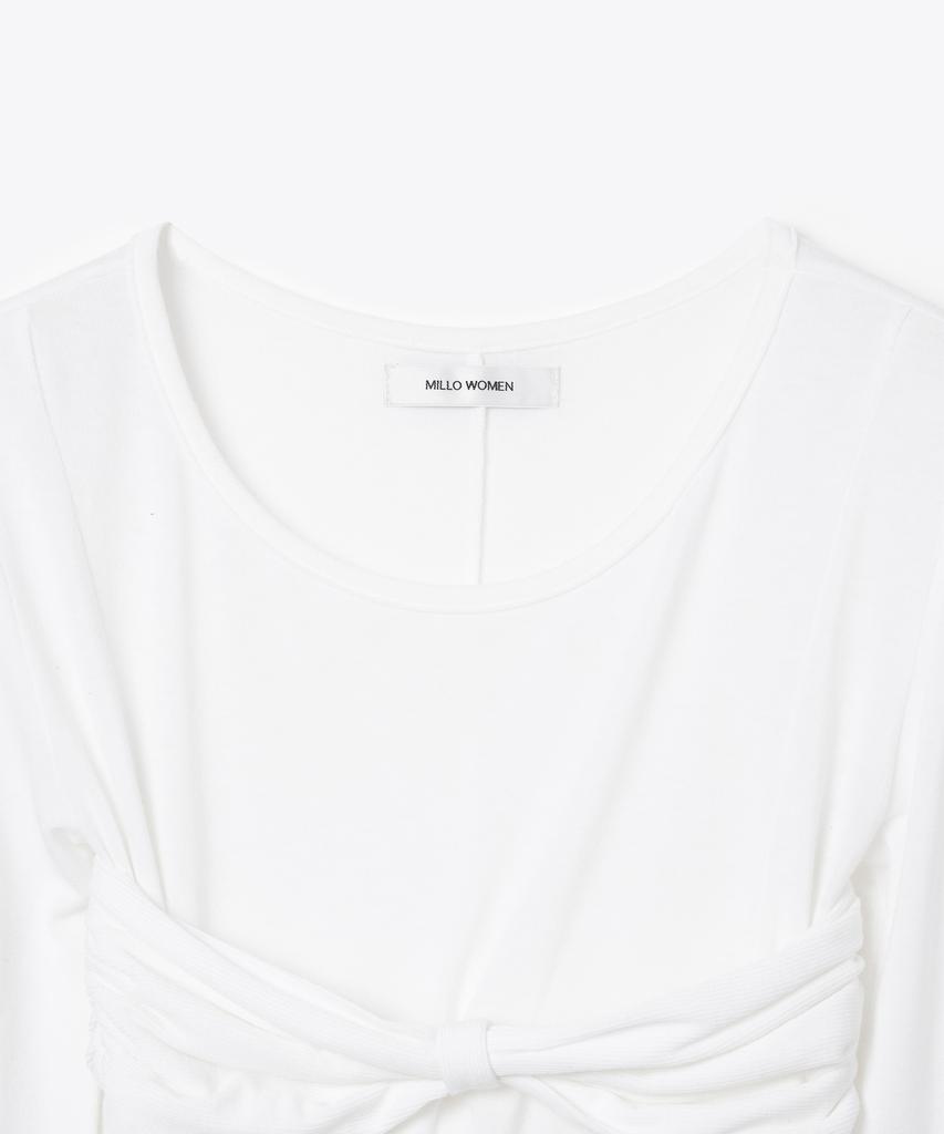 MILLO WOMEN Bustier Shirred T-Shirt [White]