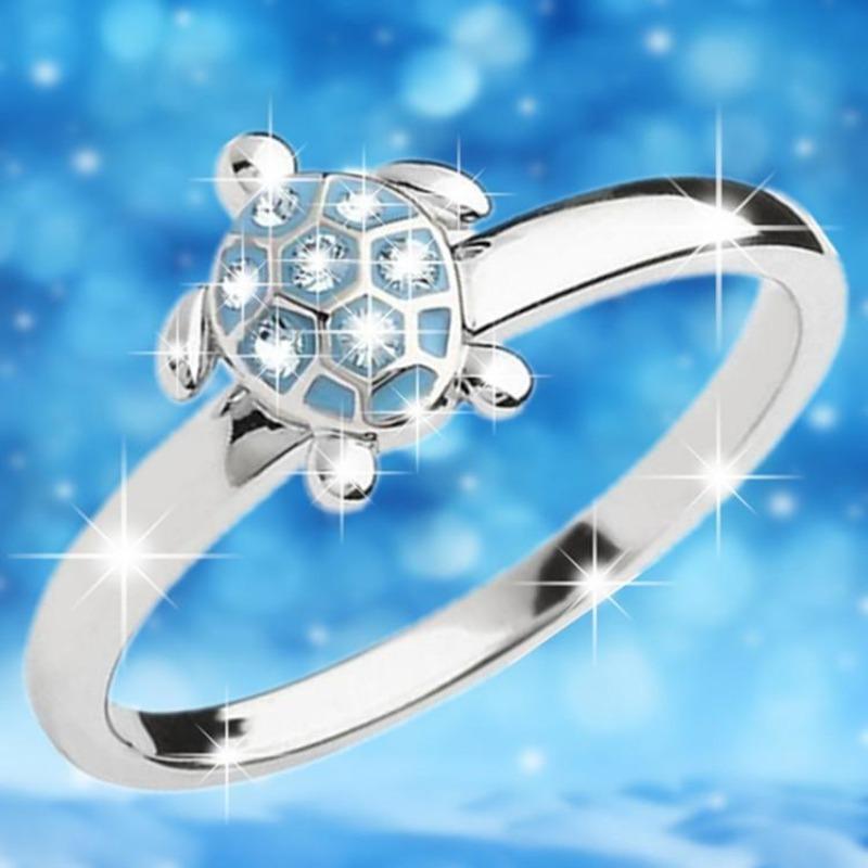 Little Turtle Ring Female Fresh Versatile Diamond Set Simple Cute Little Turtle Ring Ring