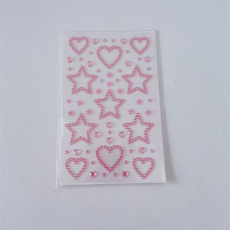 3D Star Heart Shaped Pearls Crystal Stickers Kids DIY Self Adhesive Jewel Crafts Sparkly Rhinestone Stationery Stickers Girls