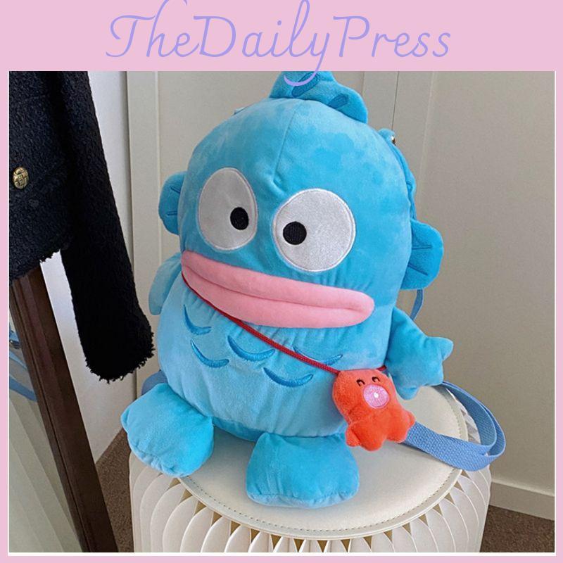 Sweet And Adorable Blue Cartoon Japanese Mermaid Monster Plush Doll Backpack