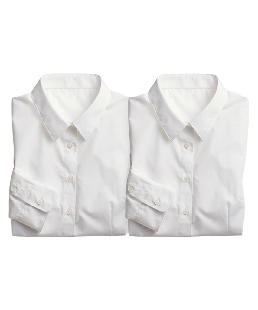 Nissen Shirts Set of 2 Regular Collar Shirts Size M & Blouses, Wrinkle-Resistant (Regular Bust), Off-White,