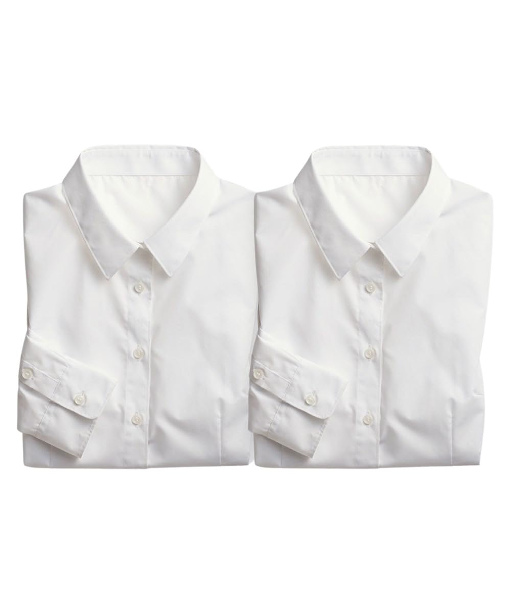 

Nissen Shirts Set of 2 Regular Collar Shirts Size L & Blouses, Wrinkle-Resistant (Regular Bust), Off-White,