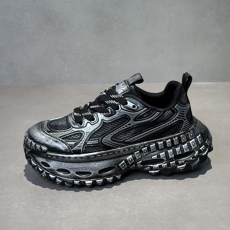 Retro Polished Dad Shoes New Comfortable Through Mesh Tire Sole Casual