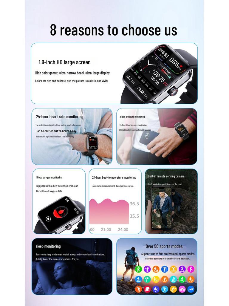 F57L Smart Sport Bracelet: Heart Rate, Blood Pressure, Body Temperature, Sleep Monitoring, Pedometer.