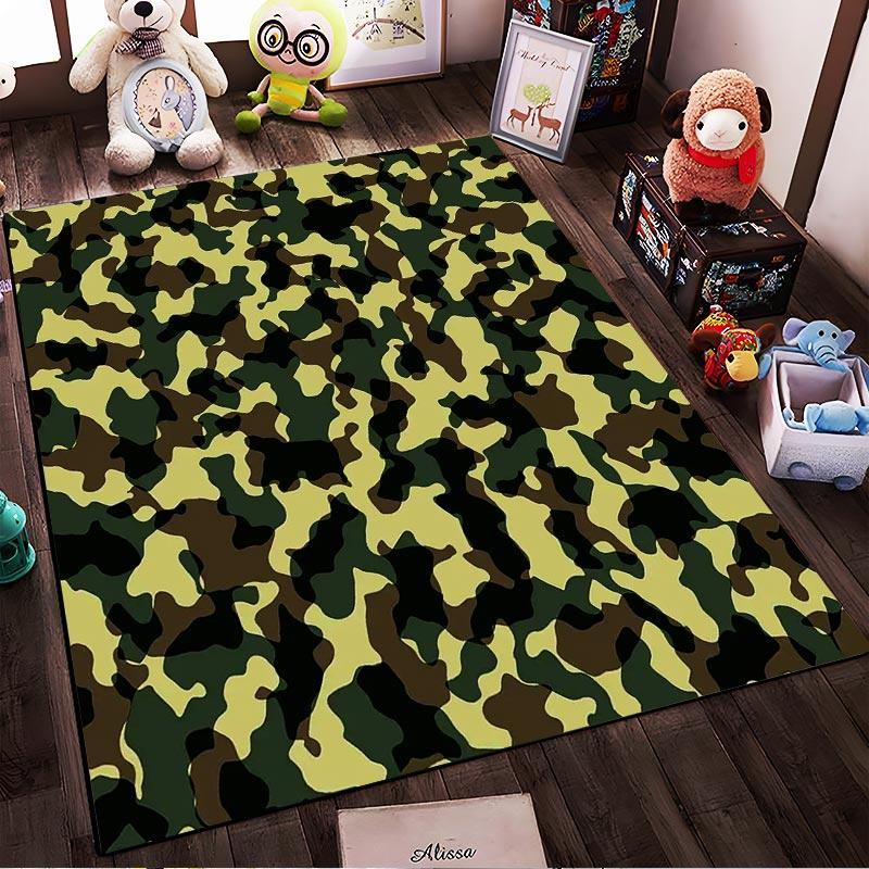 Camouflage-Muster Teppich mit Armeestil Grün1Braun1und Beige Design Geeignet für die Verwendung als Anti-Rutsch-Matte für1Zimmer und Schlafzimmer Sofas