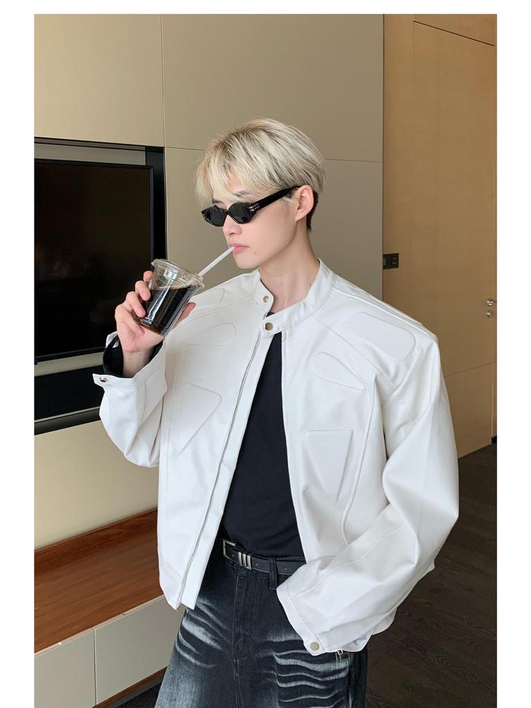 Unisex High-End Motorcycle Jacket: Spring & Autumn American Street Style with Padded Shoulders