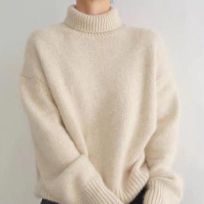 Autumn and Winter Thickened Turtleneck Women's Loose Knitted Pullover Sweater