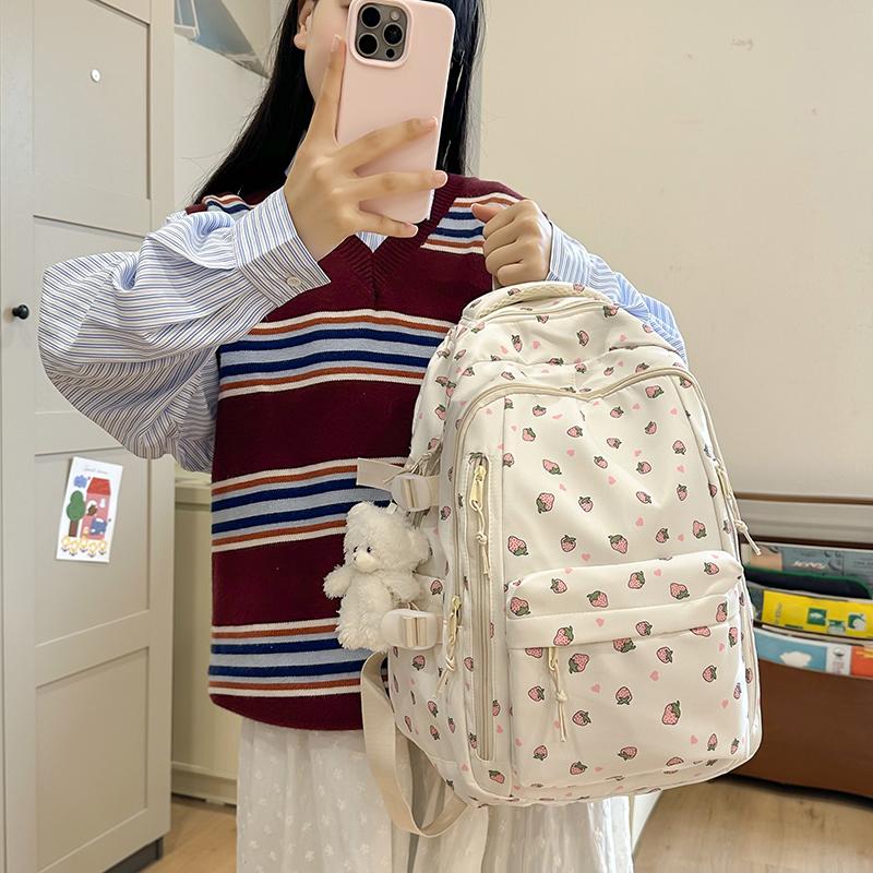 Cute Backpack Girls Fashion School Bag Large Capacity Student School Bag Portable Travel Storage Bag For Kids Beach Bag