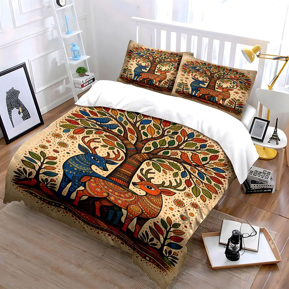 Colorful Tree and Deer. Bedding Sets Duvet Cover Sets Duvet Covers Pillowcases(1 * Duvet Cover 2 * Pillowcases Without Duvet Insert)