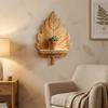 Étagère Flottante Feuille en Bois Style Naturel Étagère Murale Feuille Présentoir pour Plantes en Pot