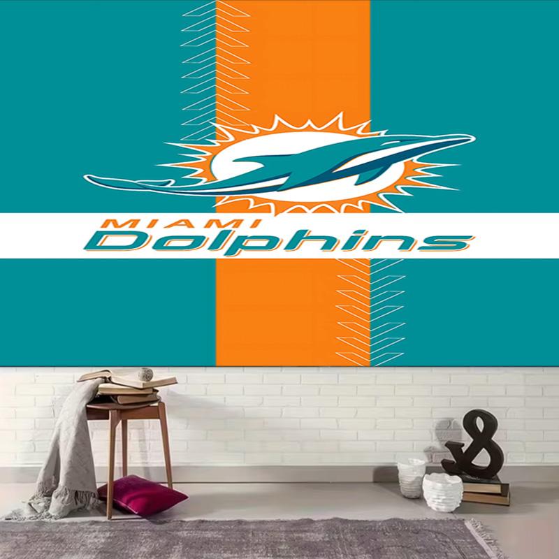 1 Stück Miami Dolphins Logo Wandteppich, Wohnzimmer, Schlafzimmer, Büro, Party-Dekoration, Ideales festliches Geschenk
