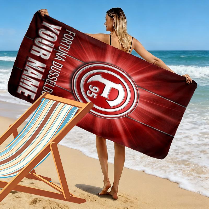 Name Custom Fortuna Düsseldorf Print Beach Towel, Large Soft Quick Dry Towel for Beach Camping Swimming