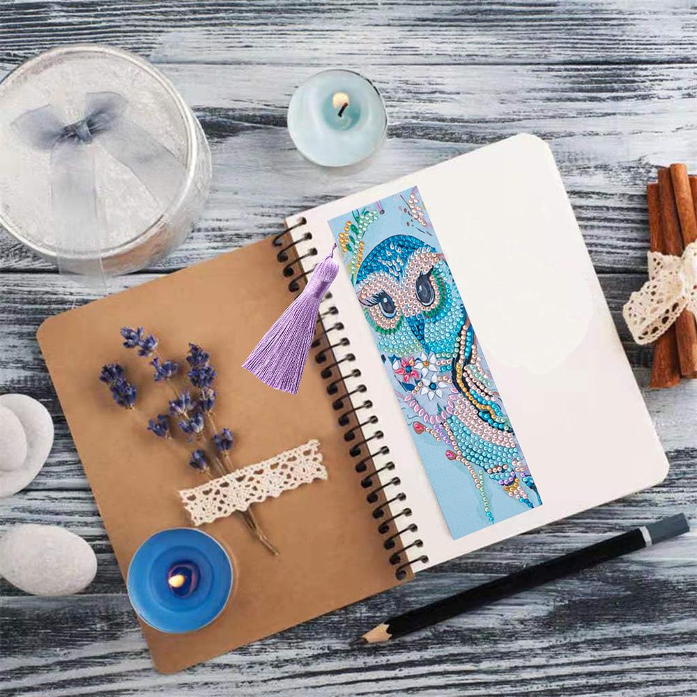 Diamond Painting Bookmarks Owl Diamond Bookmarks for Adults 5D DIY Bookmarks with Tassel Arts Crafts Set Gift