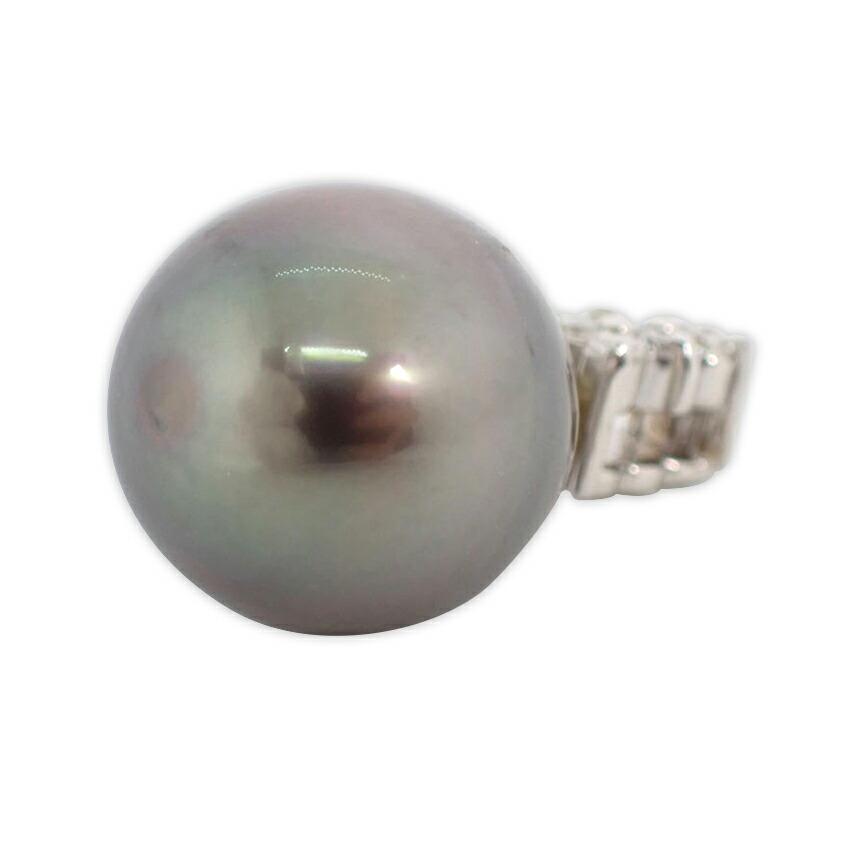 

[Used] K18WG black lipped pearl diamond pendant top/g440-31