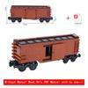 NEW MOC Brown Retro Train Freight Car Brick Set, Closed Box Wagon MOC Kit, Hobby Collectible Toy, Compatible Building Blocks