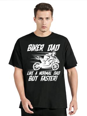Neues Motorrad Herrenbekleidung Übergroßes T-Shirt Biker Papa Wie ein normaler Papa aber schneller T-Shirt Baumwolle Rundhals Tops Lässiges T-Shirt