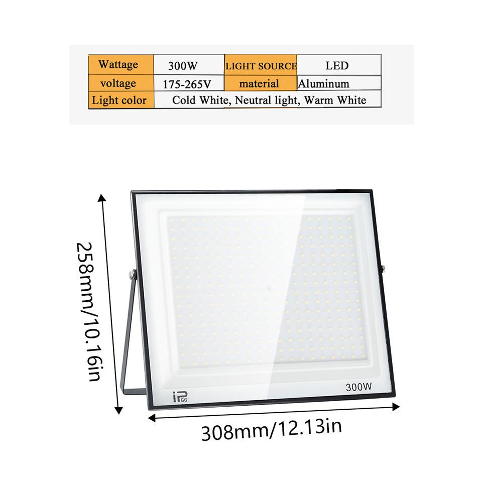LED Floodlight AC220V 20-300W Outdoor Waterproof IP66 Aluminum Material Suitable For Driveway Corridors Construction Sites Light