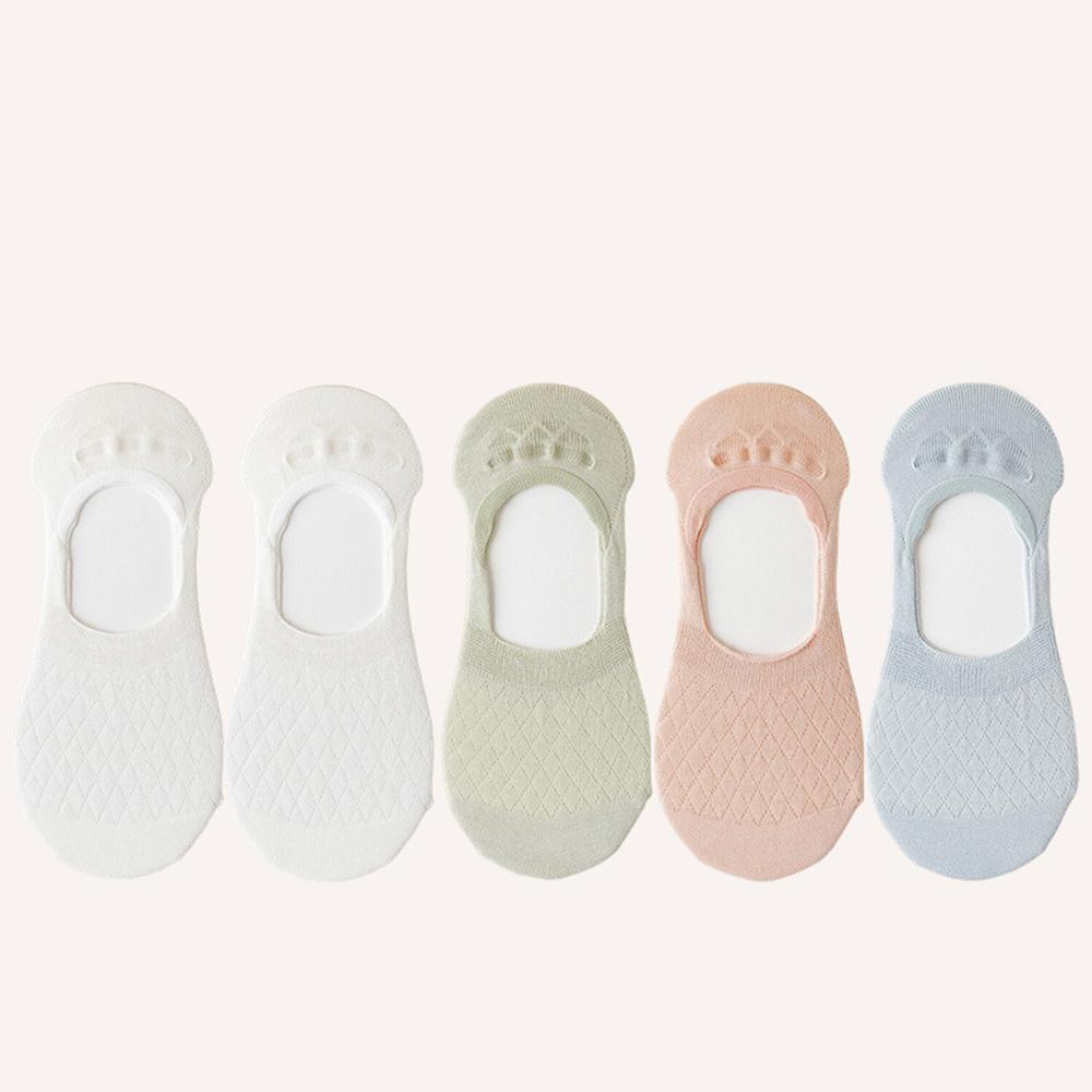 

5 пар женских невидимых носков, дышащие хлопковые носки Y2K Kawaii без следа, сетчатые для офиса и повседневной носки, милые белые носки с противоскользящим эффектом One Size