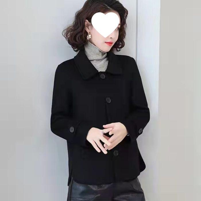 

Women s 2025 Winter French Chic Short Woolen Coat - Casual, Versatile, Loose-Fit Cardigan Jacket XL чёрный