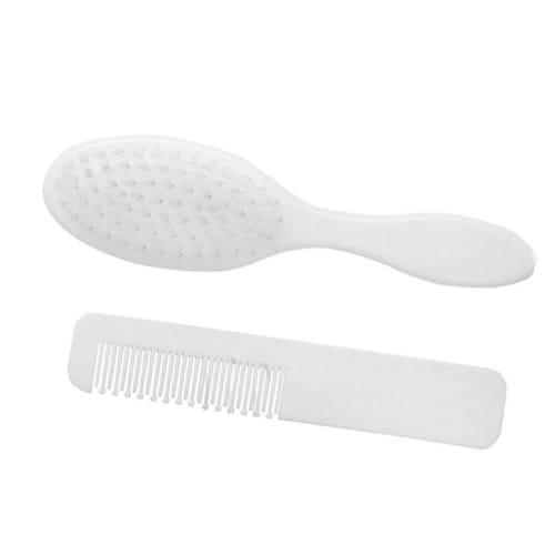 Baby Hair Brush and Comb Set for Newborn Toddler Infant Healthcare and Grooming Kit, Scalp Massage, White