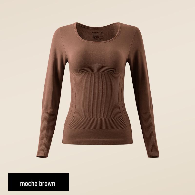 Women's Seamless Anti-Static Warm Underwear Set - Round Neck, Slimming Fall Attire