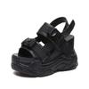 Sandalias De Mujer Verano 2024 Platform Shoes Wedge Heels Shoes Women Buckle Thick Soled Beach Sandals Woman Sport Sandal Black