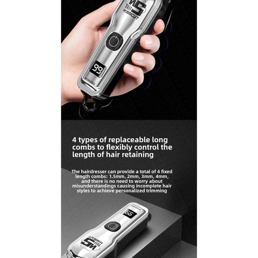 Profesjonalna Elektryczna Maszynka do Włosów z Nasadkami Grzebieniowymi, Cyfrowy Wyświetlacz LED, Przenośne Ładowanie USB, Bezprzewodowa Maszynka do Golenia i Przycinania dla Mężczyzn