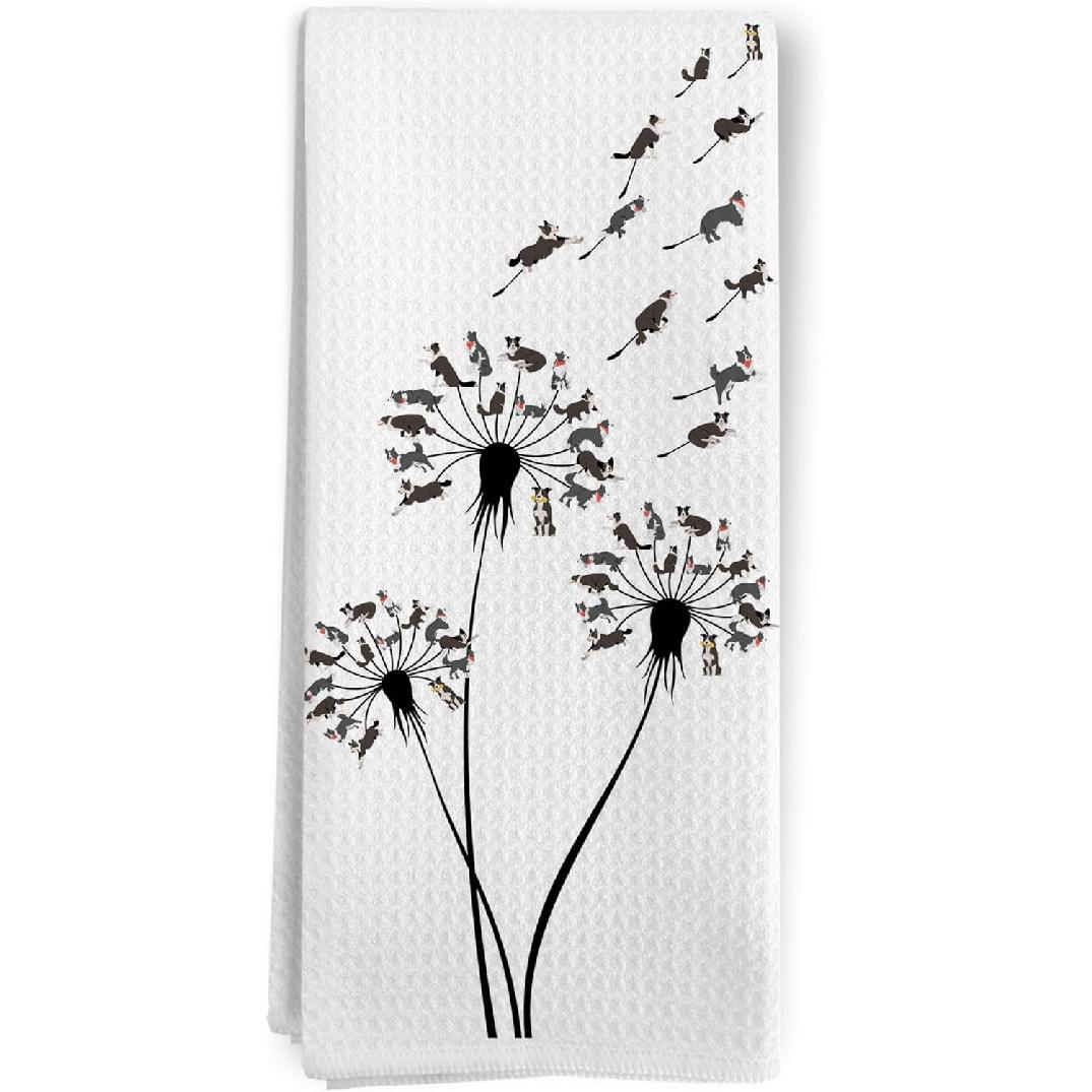 French Bulldog Kitchen Towels, French Bulldog Dandelion Dog Lover Decorative Kitchen Towels,French Bulldog Gifts,French Bulldog Hand Dish Towels for Australian Shepherd