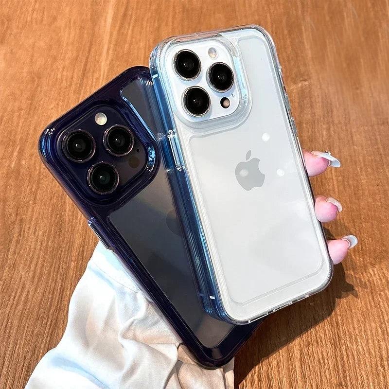 Luxury Silicone Transparent Shockproof Armo Case For iPhone 15 14 13 12 11 Pro Max 7 8 Plus XR XS X Phone Clear Protection Cover