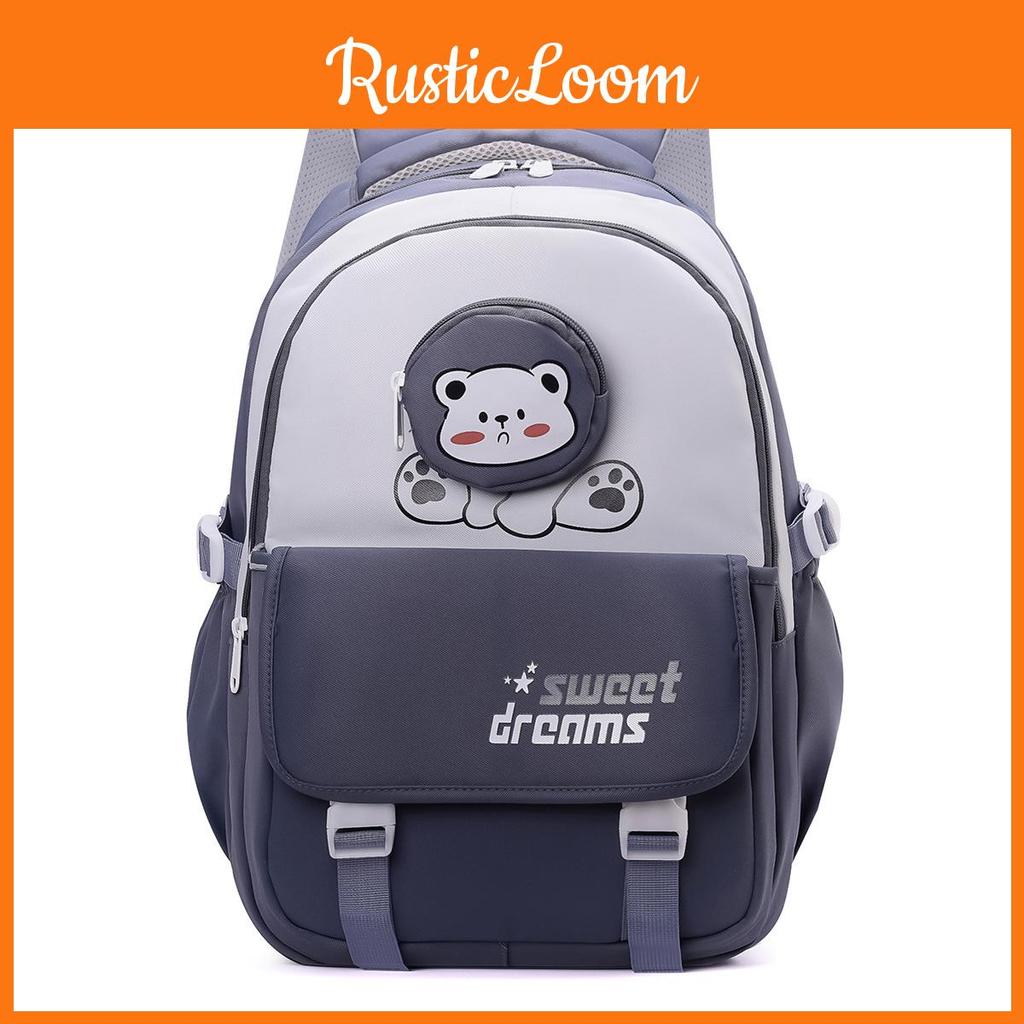 Contrasting Color Casual Backpack With Bear And Letter Print Design For Daily