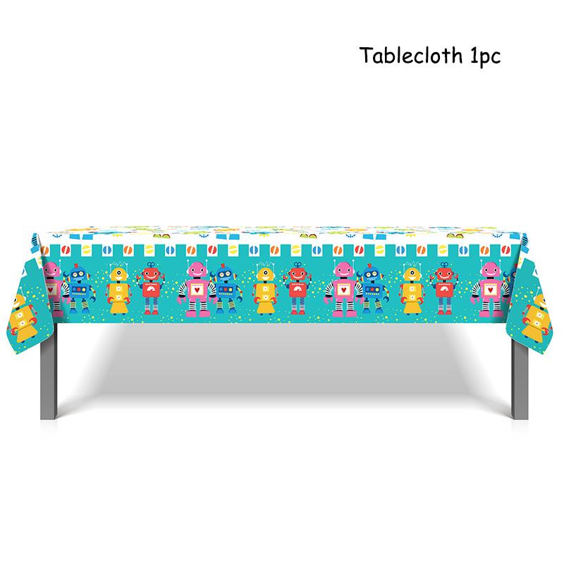 Roboter Cartoon Themen Einweg Geschirr Papier Teller Tassen Kinder Favor Luftballons Geburtstag Party Baby Dusche Dekorationen Lieferungen