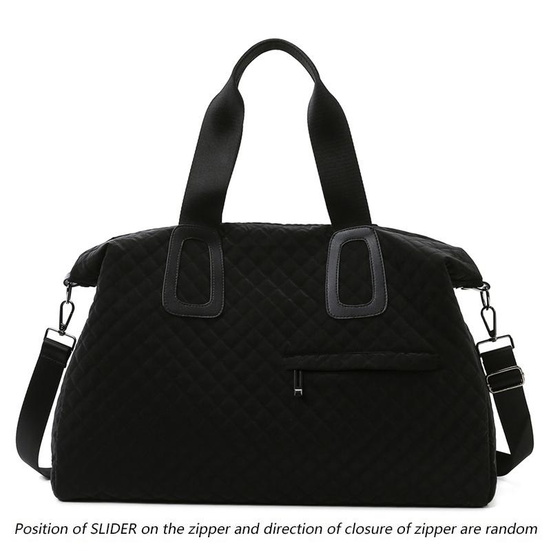 

Женская стеганая дорожная сумка-даффл большой вместимости с ромбовидным узором, однотонная сумка для ночевки с несколькими карманами, женская сумка-тоут для отдыха