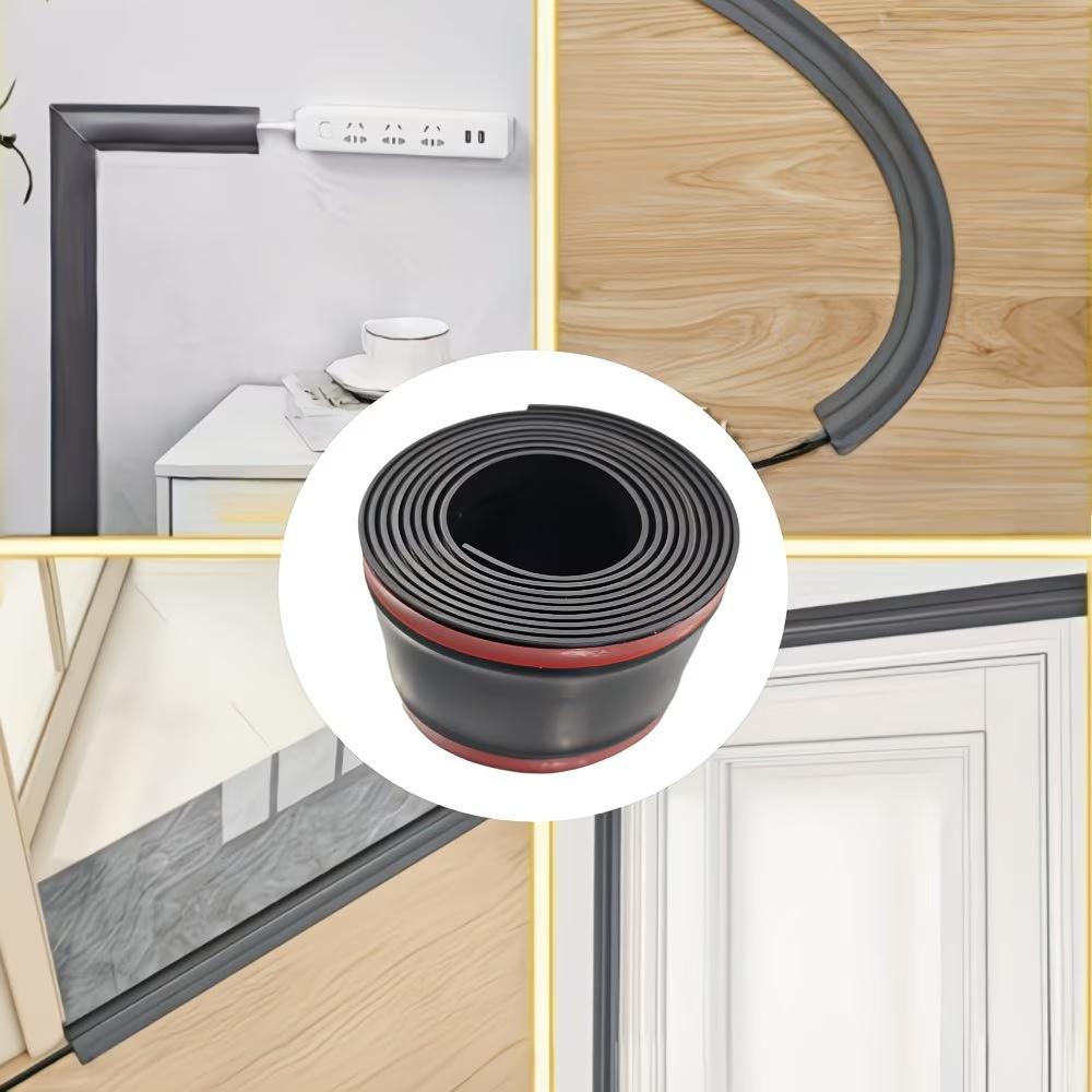 1pc 3meters/118.11in PVC Wire Safety Strip, Self-Adhesive, Resilient Wall & Floor Cable Cover Protector