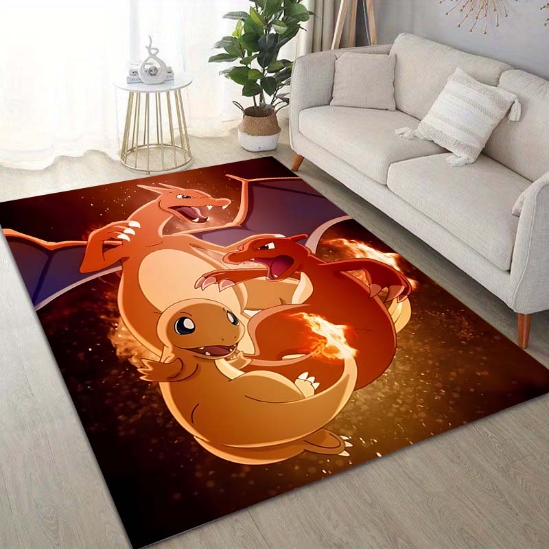 1PC Pokémon Charizard Dracaufeu Pikachu Printing Carpet for Living Room Bedroom Kid's Room Home Decor Area Rug Non-slip Mat