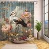 Elevate Your Bathroom with a Waterproof Shower Curtain Featuring Elegant Bird and Floral Design for Aesthetic Appeal