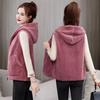 Hooded Fleece Vest Jacket Autumn Winter Women Sleeveless Jacket Lady Casual Warm Soft Waistcoat Female