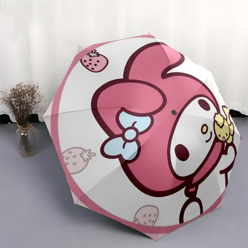 My Melody, Strawberry Automatic Opening and Closing Parasol Compact Travel Umbrella with 8 Ribs for Women and Men Ideal Birthday/Christmas G