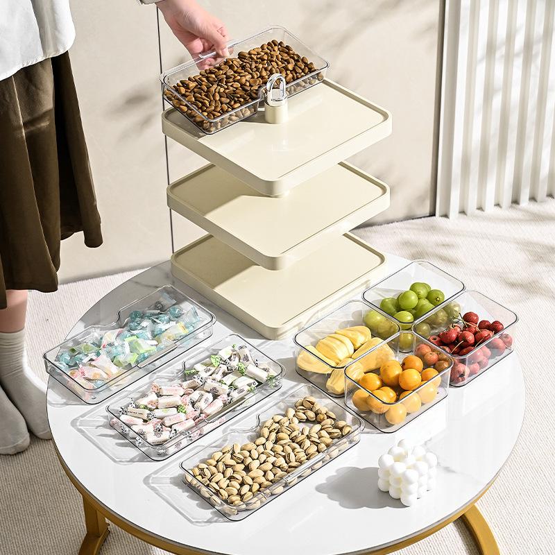 Divided Serving Platter Multi-funct Household High-grade Dried Fruit Plate Snack Fruit Storage Rack Rotatable Snack Candy Plates