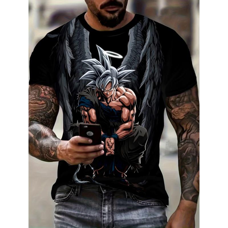Men s Dragon Ball Goku Ultra Instinct Halo Print Crew Neck Streetwear T-shirt S