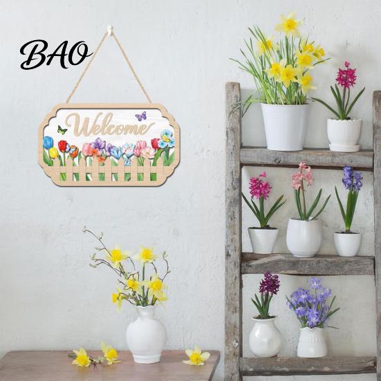 Cartello di Benvenuto da Esterno in Legno per Porta d'Ingresso, Cartello Impermeabile da Appendere, Decorazione con Gancio Casa Fattoria Giardino Cortile Portico