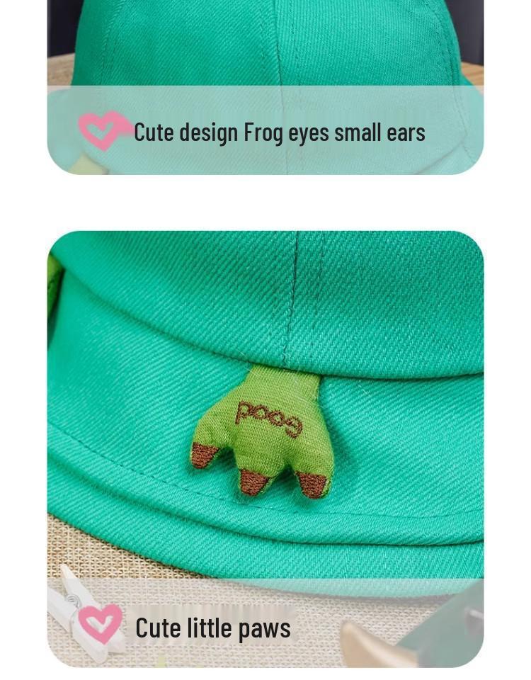 Japanese Style Cute Frog Fisherman Bucket Hat - Large Head Summer Sun Protection