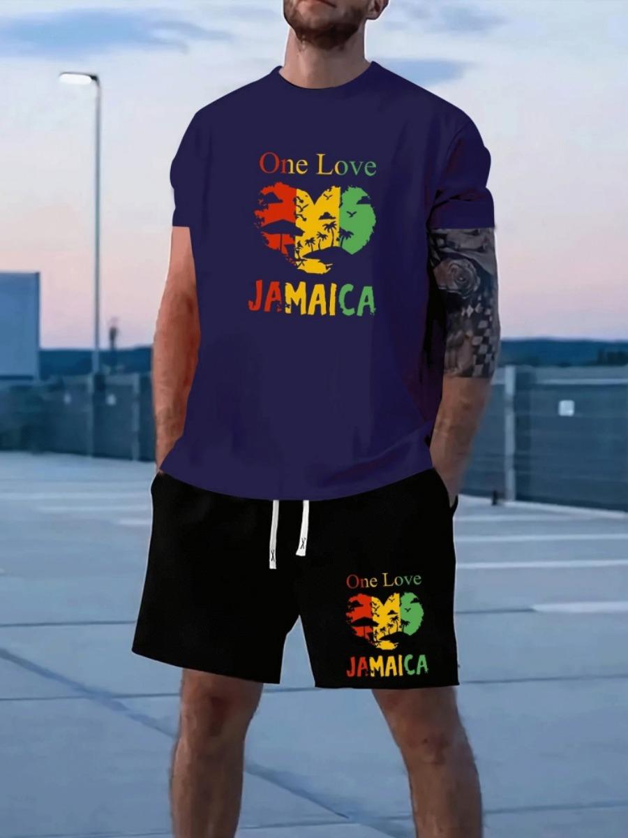 

Мужские шорты с коротким рукавом One Love с монограммой, комплект, летняя повседневная мужская футболка для спорта на открытом воздухе, мужские пляжные шорты 6XL