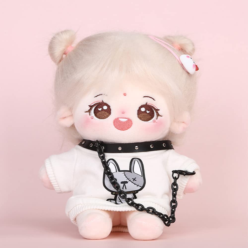 Niannyyhouse 15cm Plush Clothes Patch Dog Set with Hoodie and Collar, Cotton Doll Clothes (A-white-15cm)