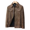 2025 Autumn/Winter Plus Size Men's Suede Leather Warm Jacket with Lapel