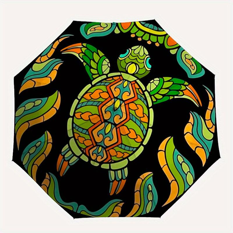 

1pc Sea Turtle Mandala Automatic Opening/closing Umbrella with Auto Open/Close, Perfect Gift for Friends, Durable Plastic Handle yy250801192
